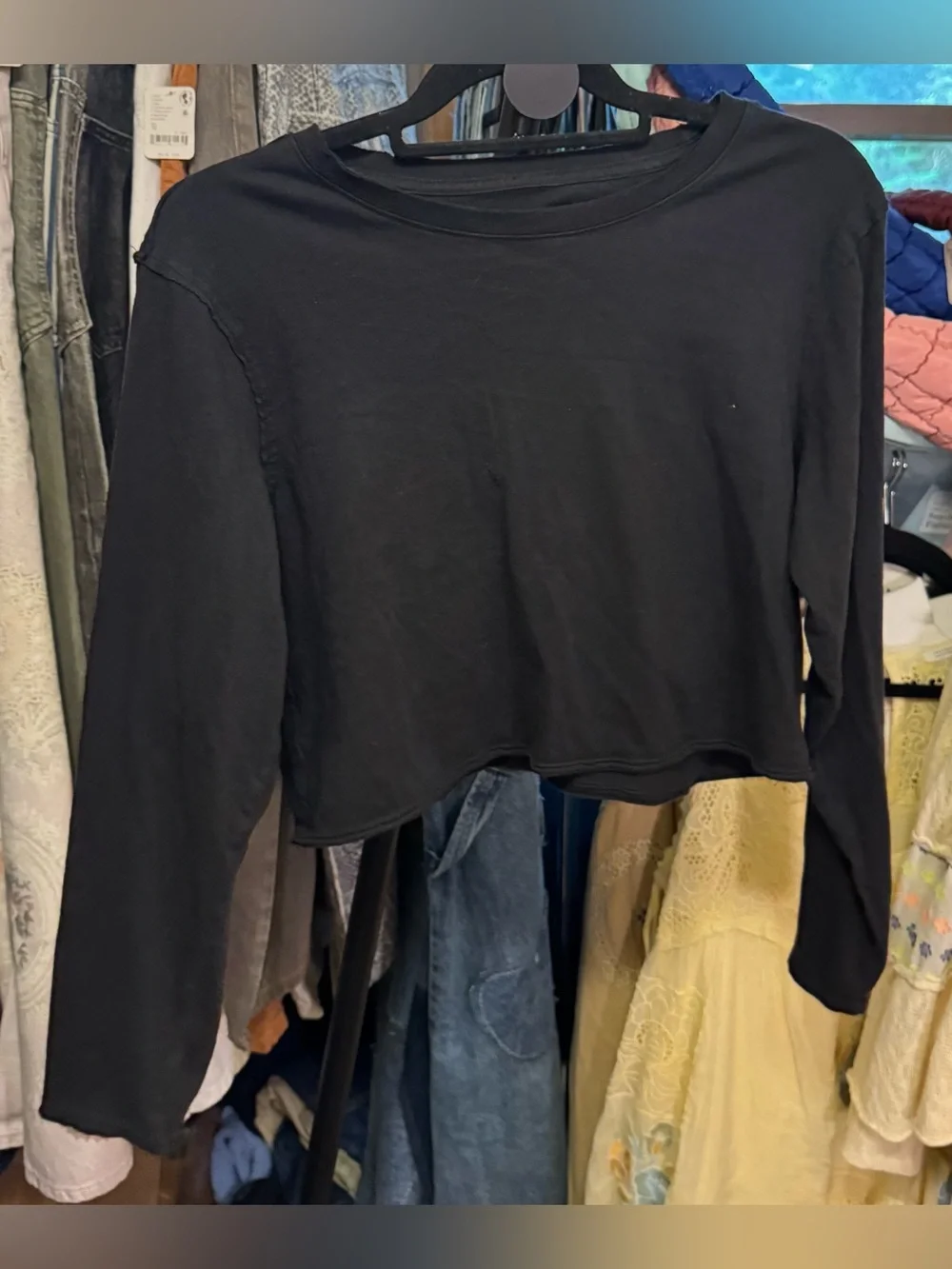 NWOT Free People We The Free The Perfect Long-Sleeve Tee - Black - medium